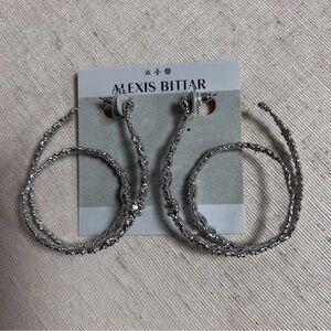 Alexis Bittar Ruthenium-Plated Punk Royale Crystal Hoop Earrings NWT